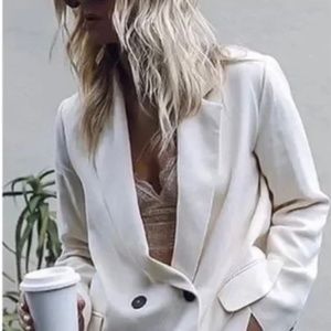 Zara Cream Double-Breasted Blazer